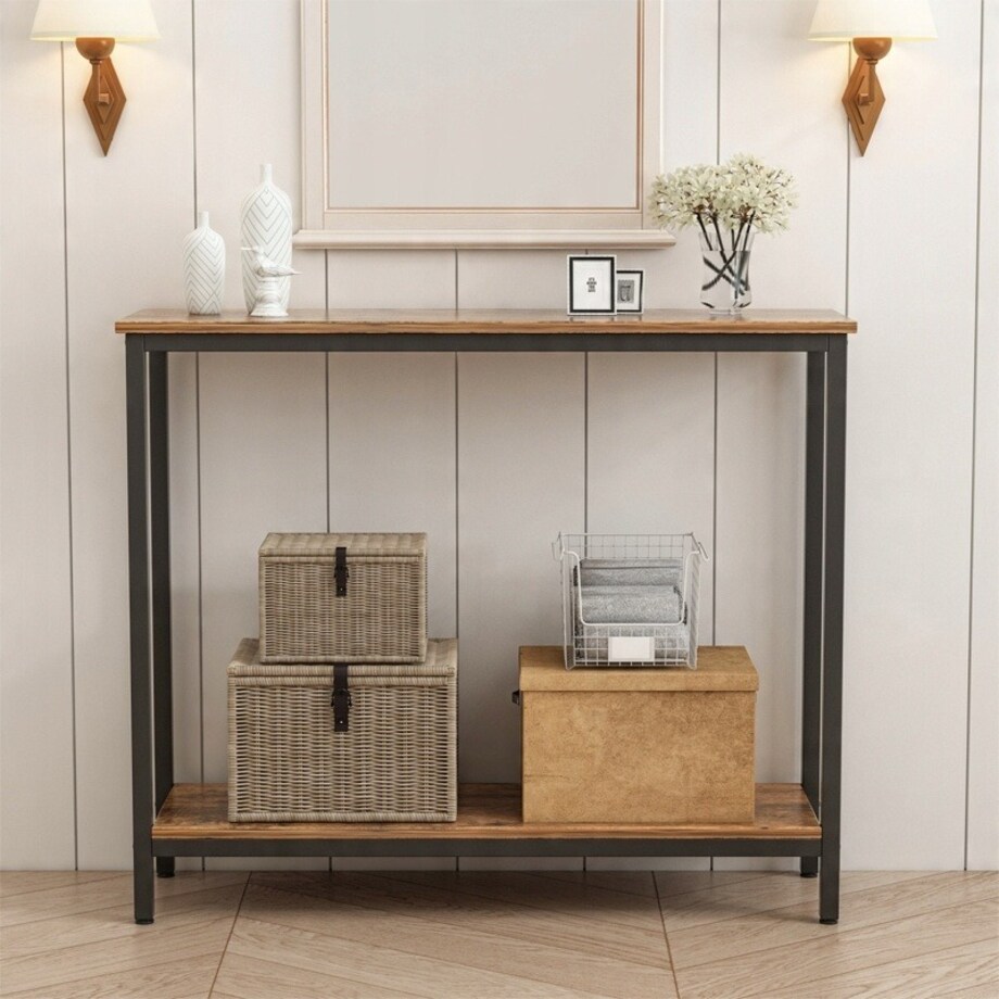 Konsola stolik regał z półką loft industrialny rustykalny brąz szafka 100cm