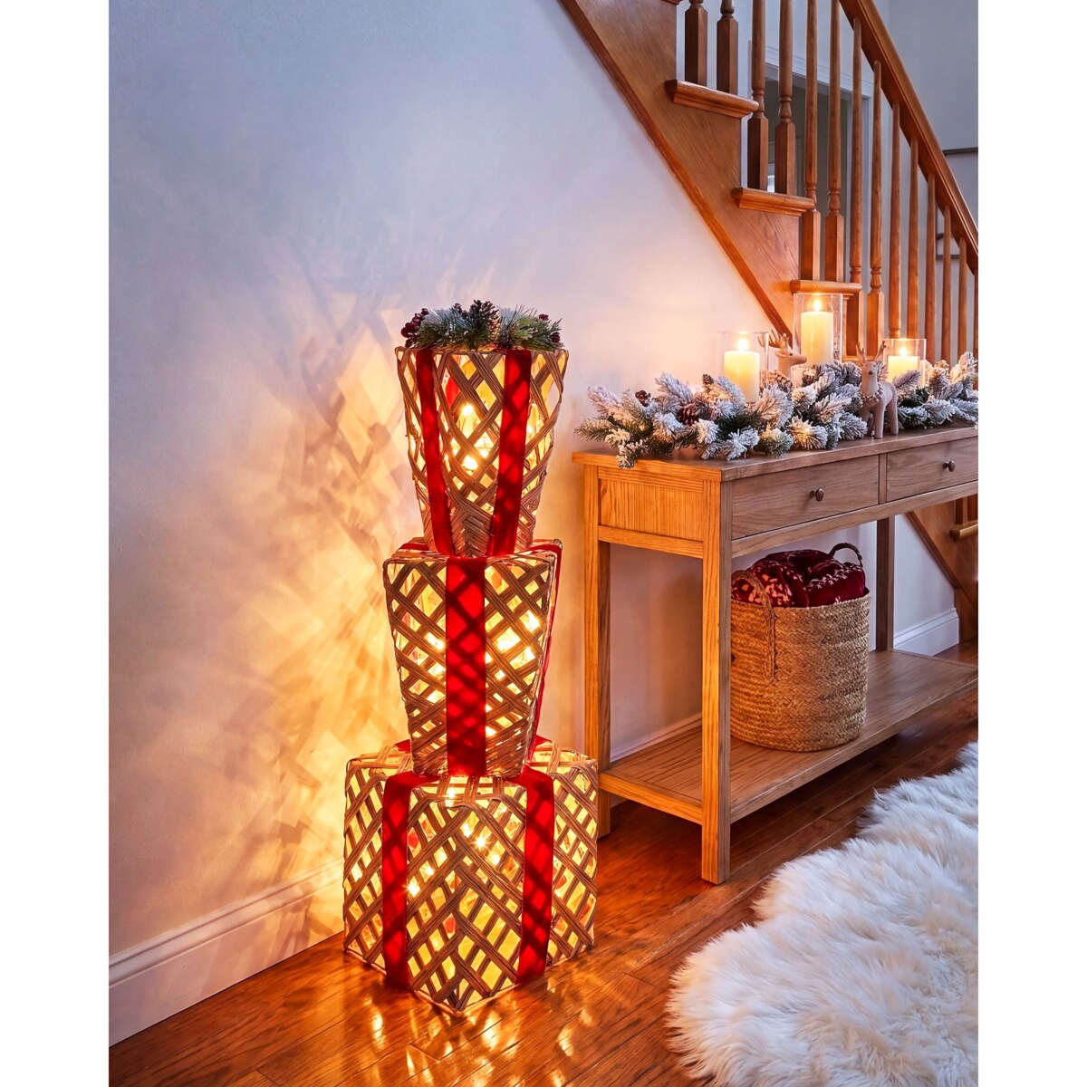 Dekoracja świąteczna LED HUMPPILA 87 cm Prezenty świąteczne Brązowy
