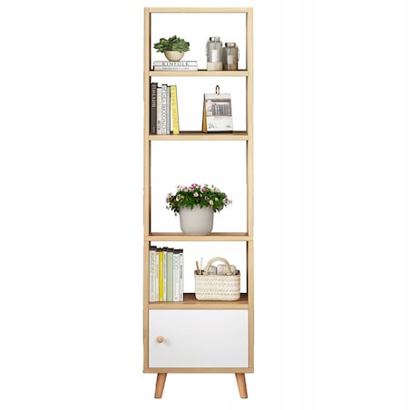 Regał Stojący Biały Na Książki Półki Wysoki Skandynawski Słupek Szafa Loft