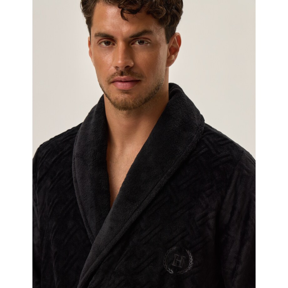 Szlafrok Huge 41941-99X Czarny Czarny, XXXL