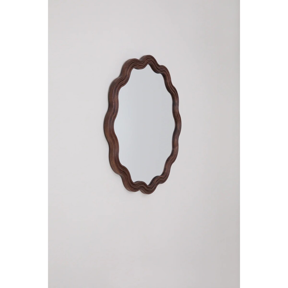 Lustro ścienne faliste z drewna dębowego Ø80 cm Luesia