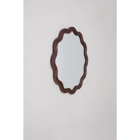 Lustro ścienne faliste z drewna dębowego Ø80 cm Luesia