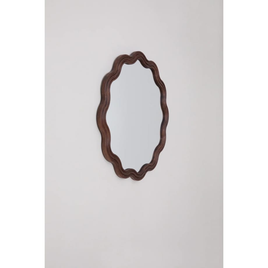 Lustro ścienne faliste z drewna dębowego Ø80 cm Luesia