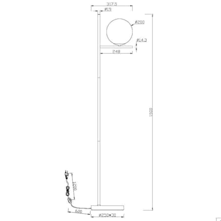 Modernistyczna LAMPA podłogowa PURE 402000108 Trio metalowa OPRAWA stojąca szklana kula mosiądz biała