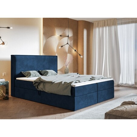 Łóżko kontynentalne FOX 9, 120x200 - granatowe