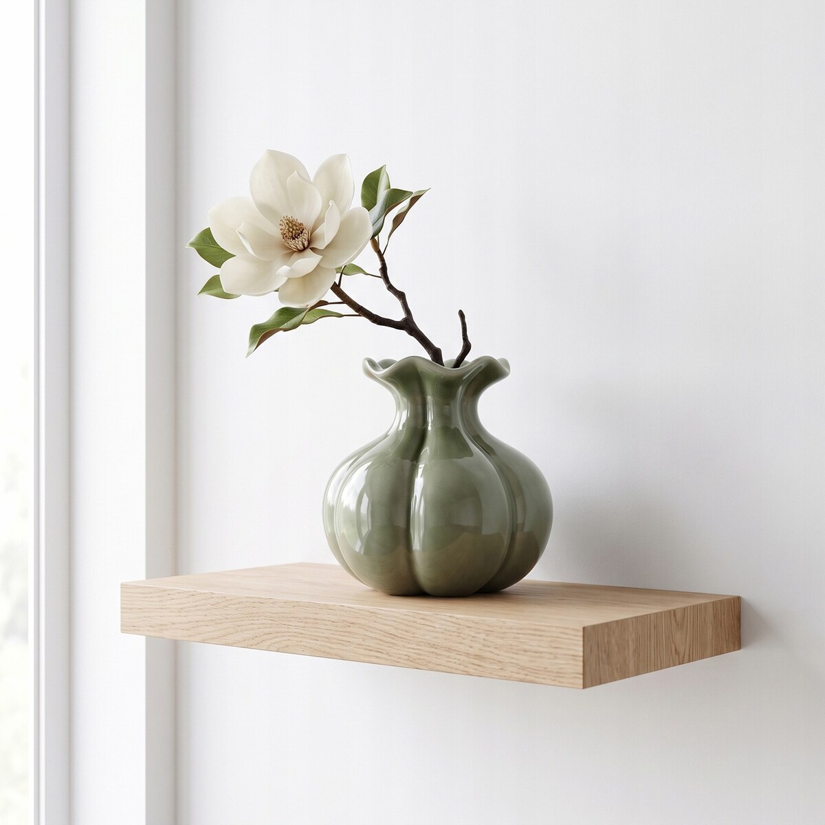 WAZON NA KWIATY BUKIET TULIPANY DO SALONU DOMU LOFT CERAMICZNY ZIELONY 16cm