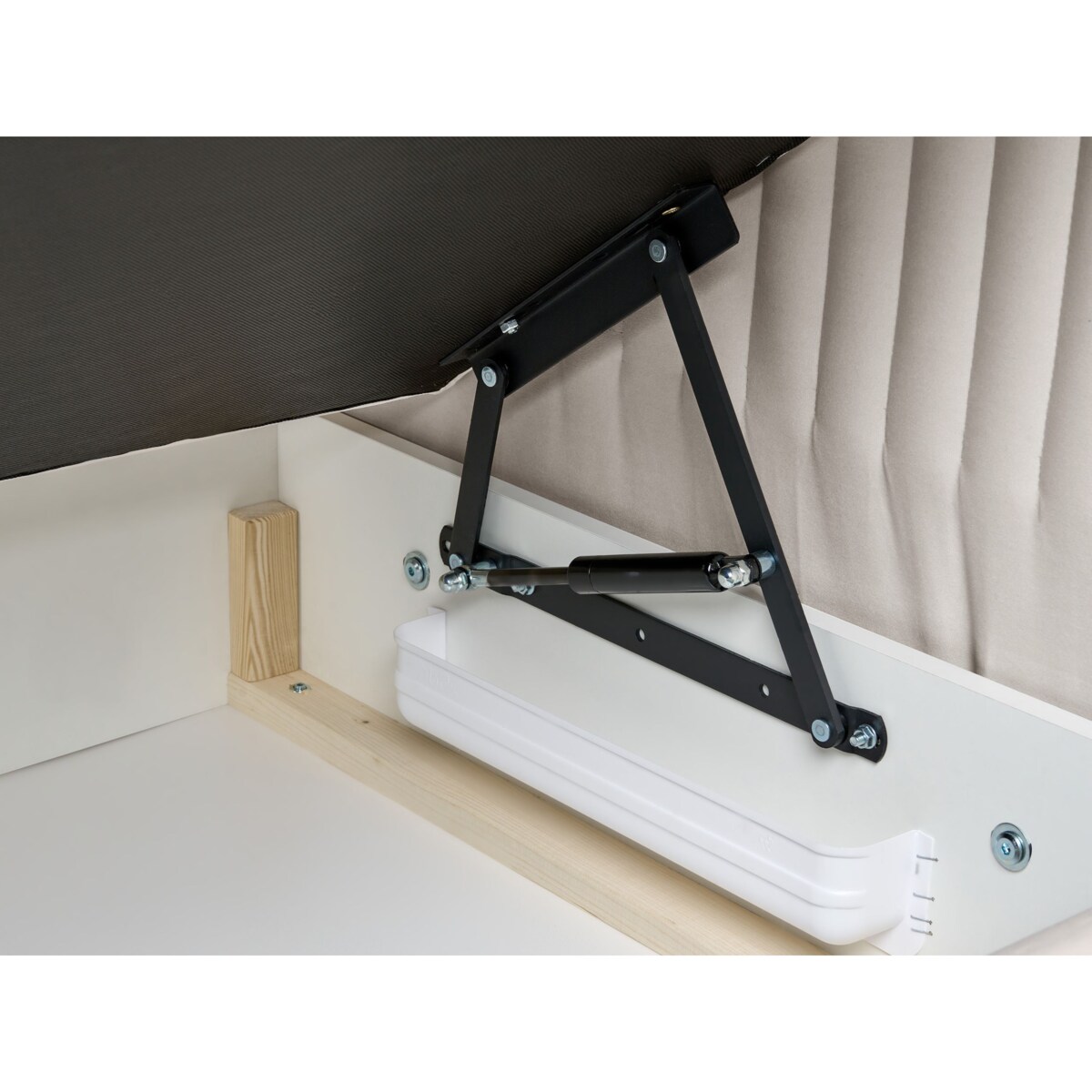 Łóżko kontynentalne z pojemnikiem Welur DAME 180 x 200 cm Złamana biel