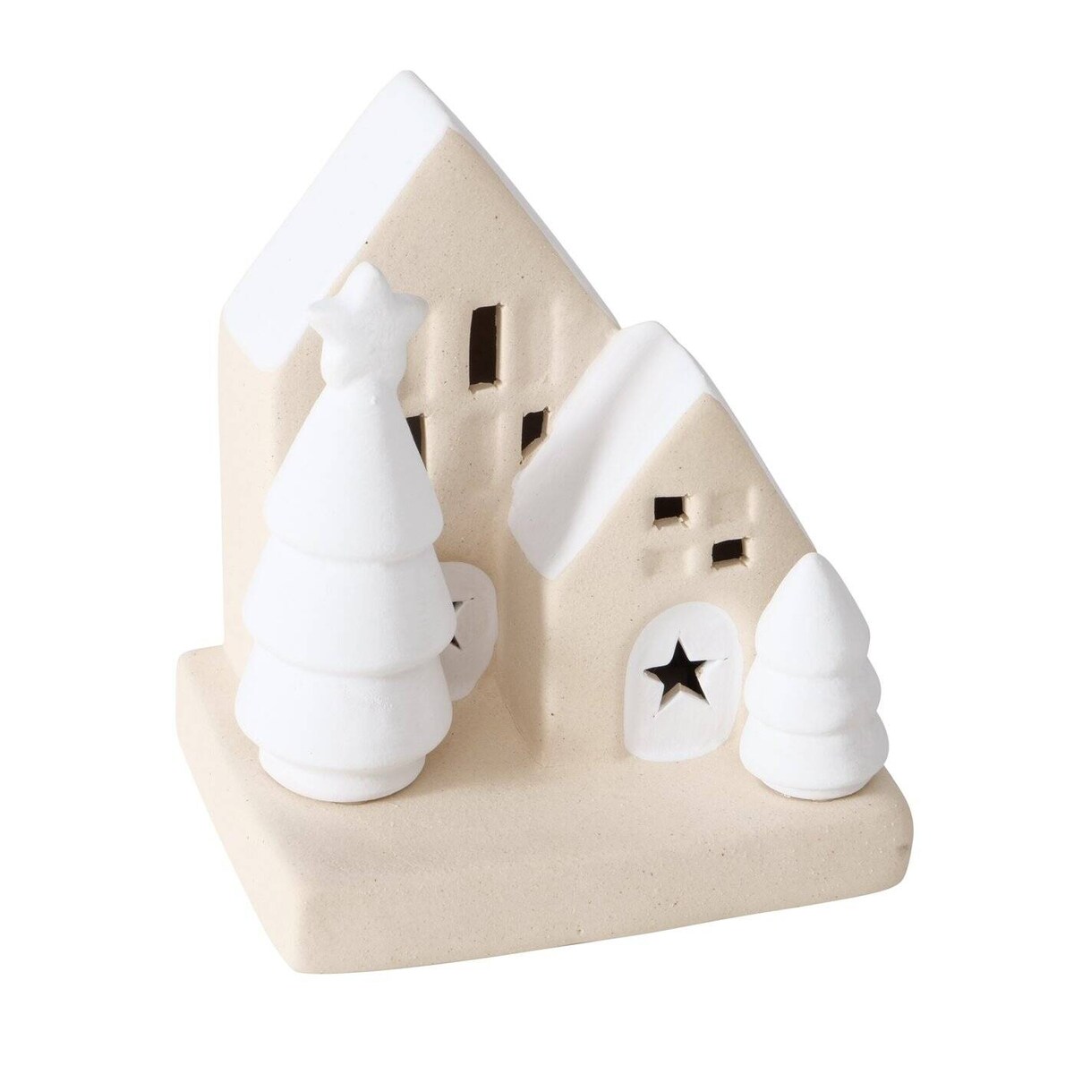 Dekoracja domek z kamionki z oświetleniem LED, 10,5 cm