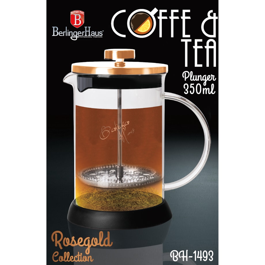 Zaparzacz tłokowy do herbaty kawy 350ml French Press BERLINGER HAUS Metallic Rose Gold