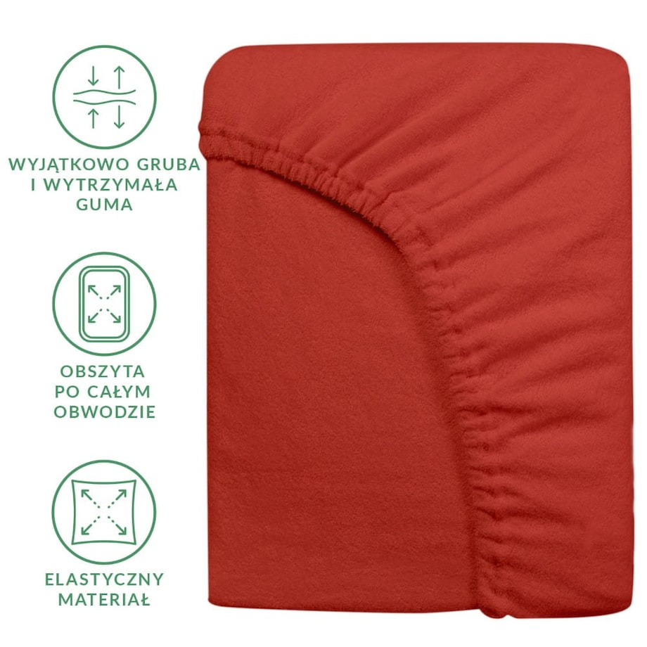 Prześcieradło frotte z gumką 160x200 kolor bordo
