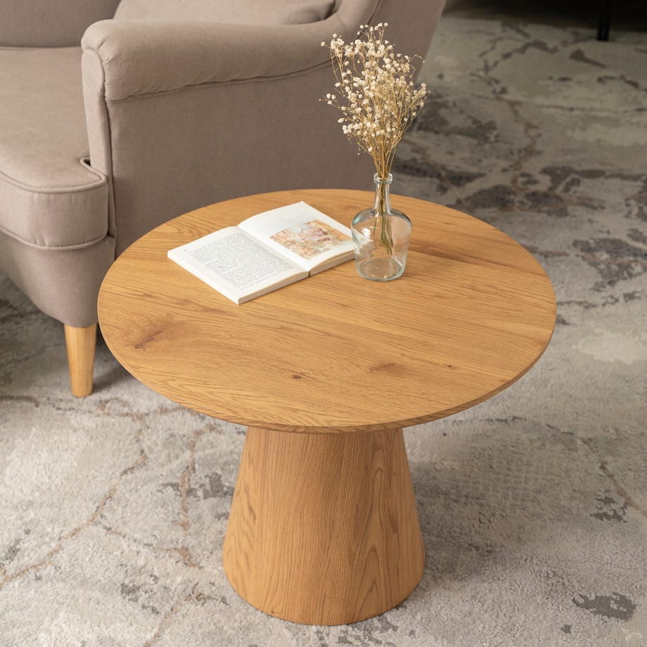 Stolik Kawowy Okrągły Dąb Mały Loft Nowoczesny Mała Okrągła Ława CARLY