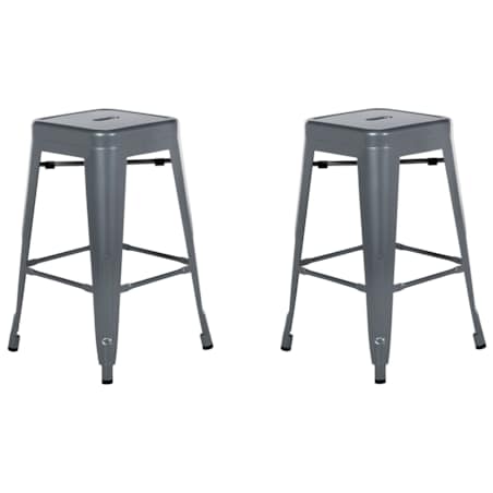 Zestaw 2 stołków barowych metalowych 60 cm szary CABRILLO
