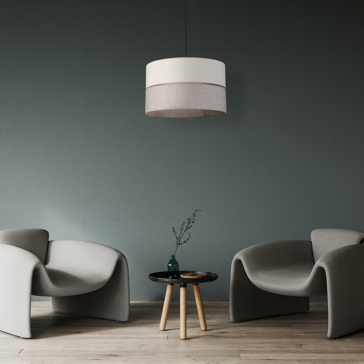 Lampa wisząca TK Lighting ECO 5773, 3xE27, regulowana, szaro-beżowe klosze, czarna podstawa