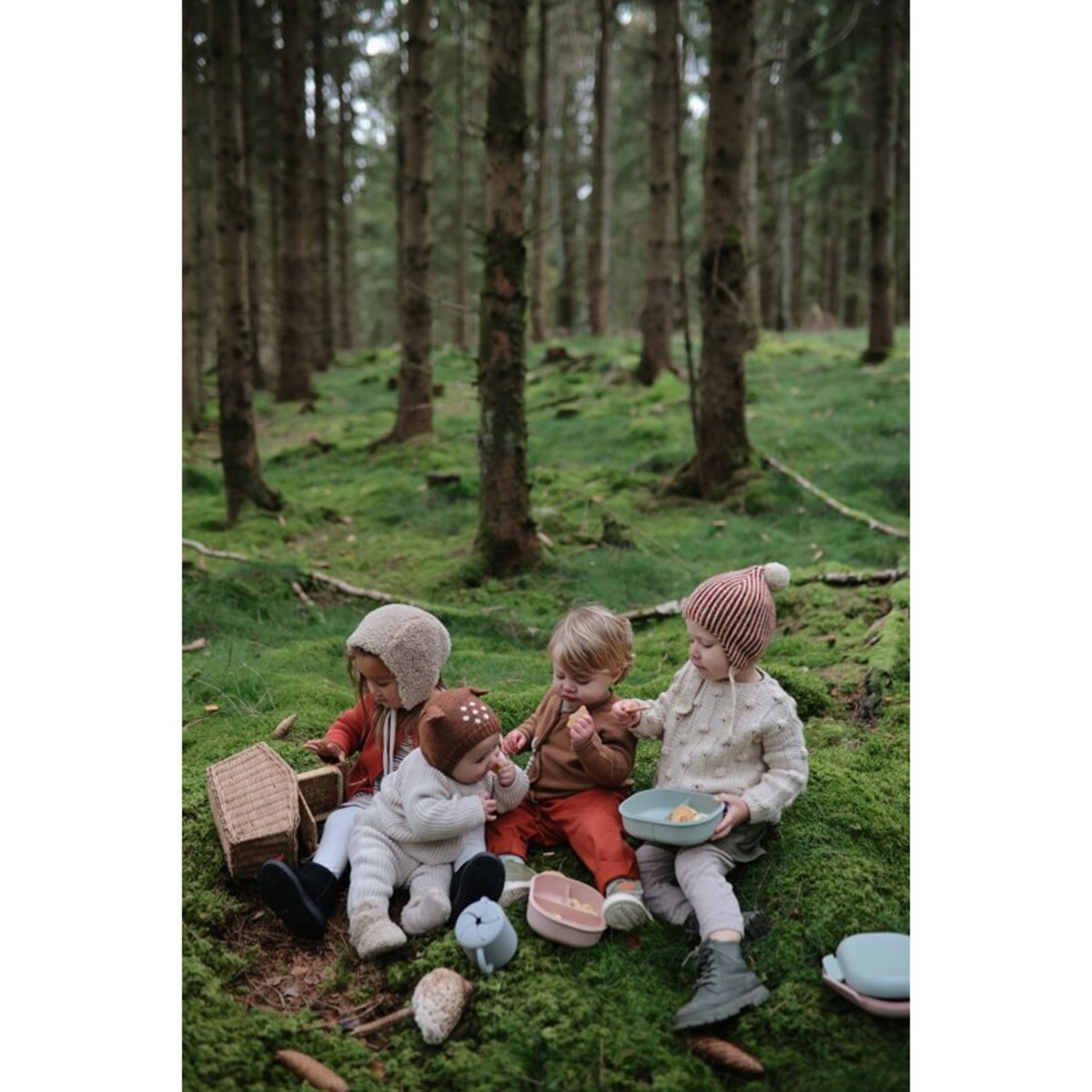 Mushie Lunchbox dla Dzieci Pojemnik na Jedzenie ze Sztućcami Blus