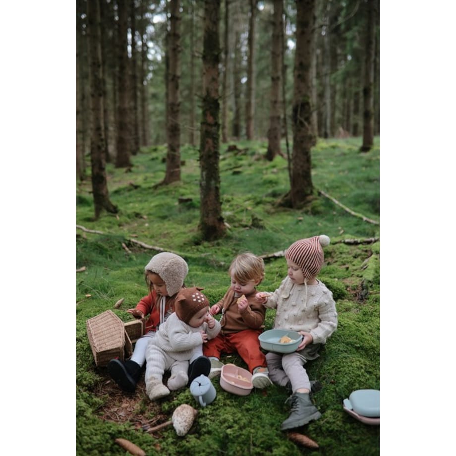 Mushie Lunchbox dla Dzieci Pojemnik na Jedzenie ze Sztućcami Blus