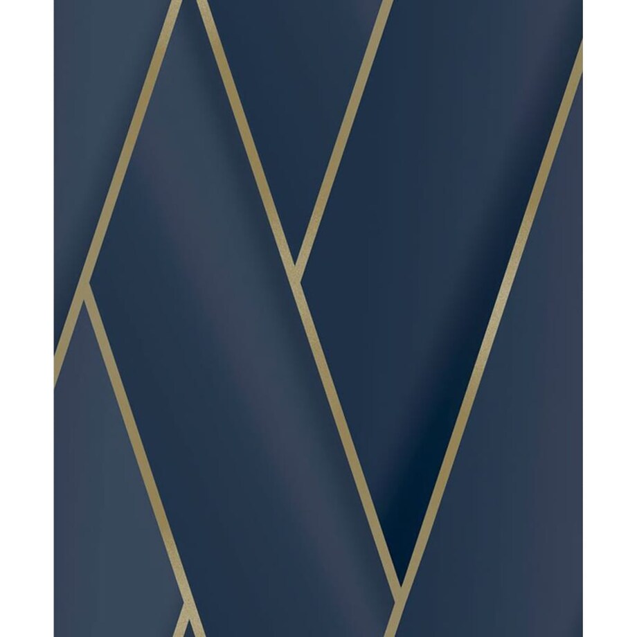 DUTCH WALLCOVERINGS Tapeta Geometric, niebiesko-złota