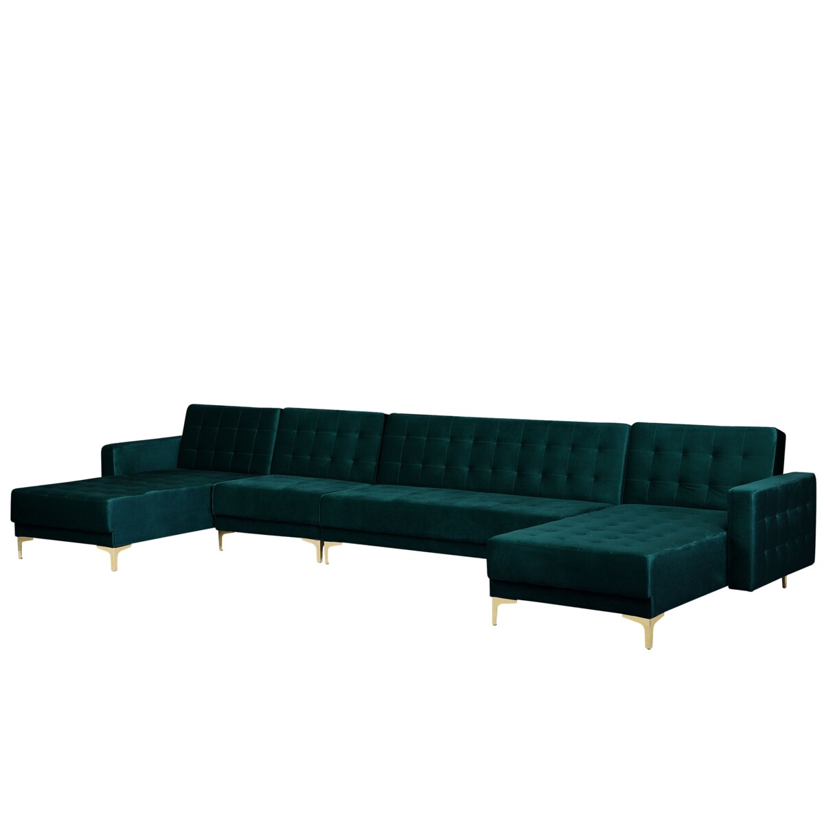 Narożnik rozkładany 6-osobowy welurowy szmaragdowy ABERDEEN