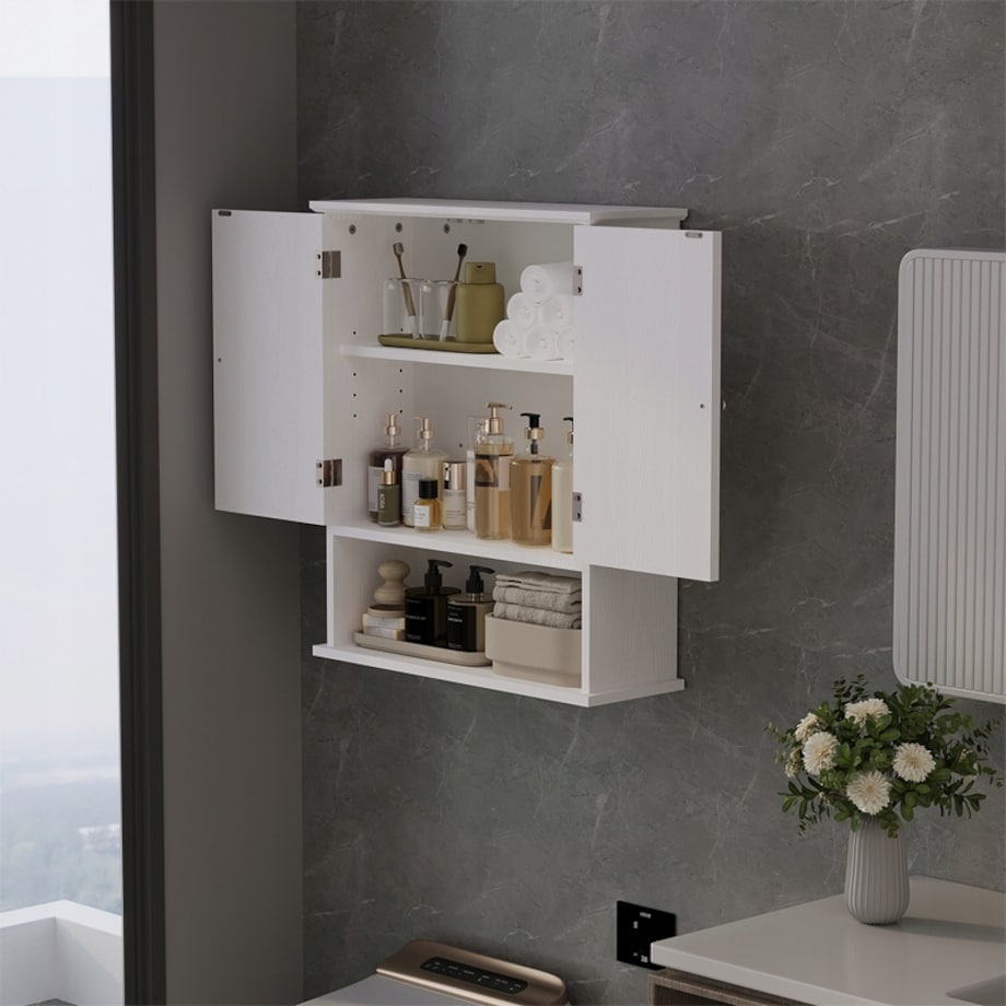 Szafka łazienkowa wisząca biała półka słupek ścienna loft nowoczesna 70 cm