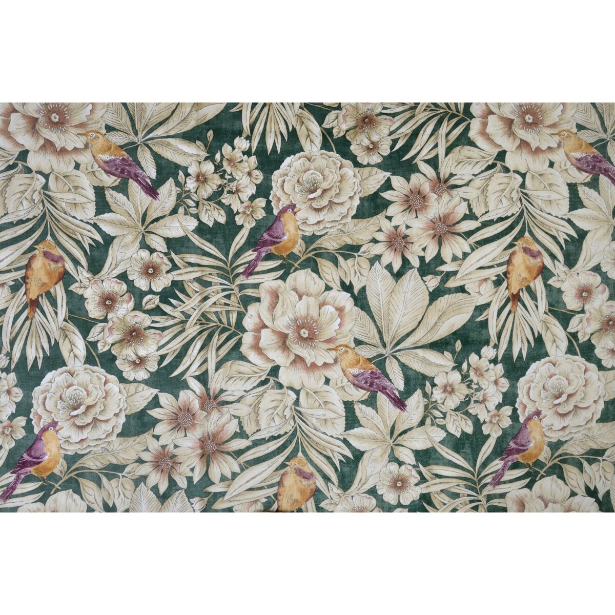 Bieżnik z motywem liści i ptaków Emerald – 50 × 220 cm