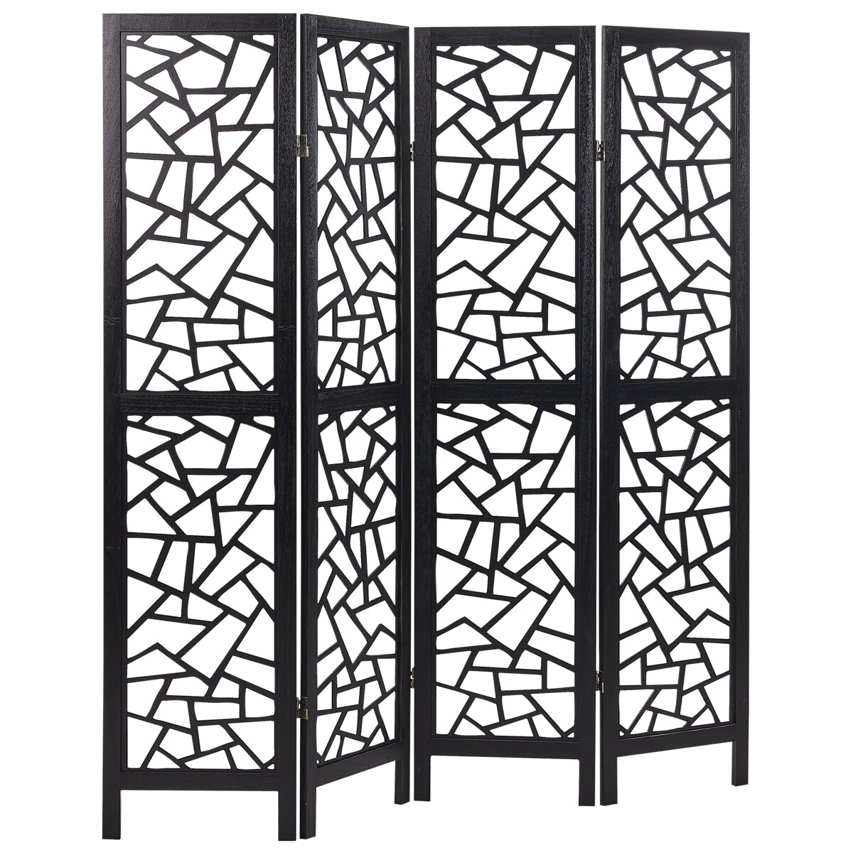 4-panelowy składany parawan pokojowy drewniany 170 x 163 cm czarny PIANLARGO