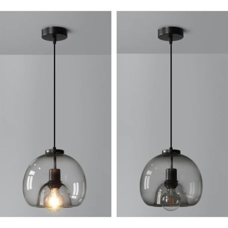 Lampa Wisząca Sufitowa Żyrandol E27 Szklana Szara