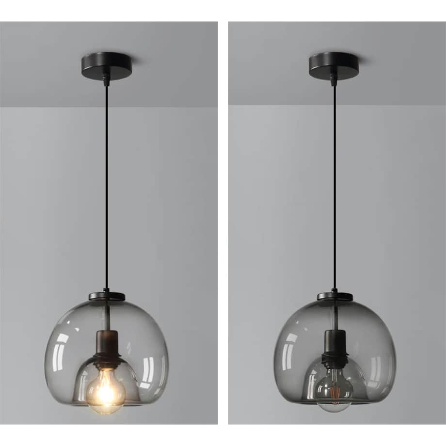 Lampa Wisząca Sufitowa Żyrandol E27 Szklana Szara