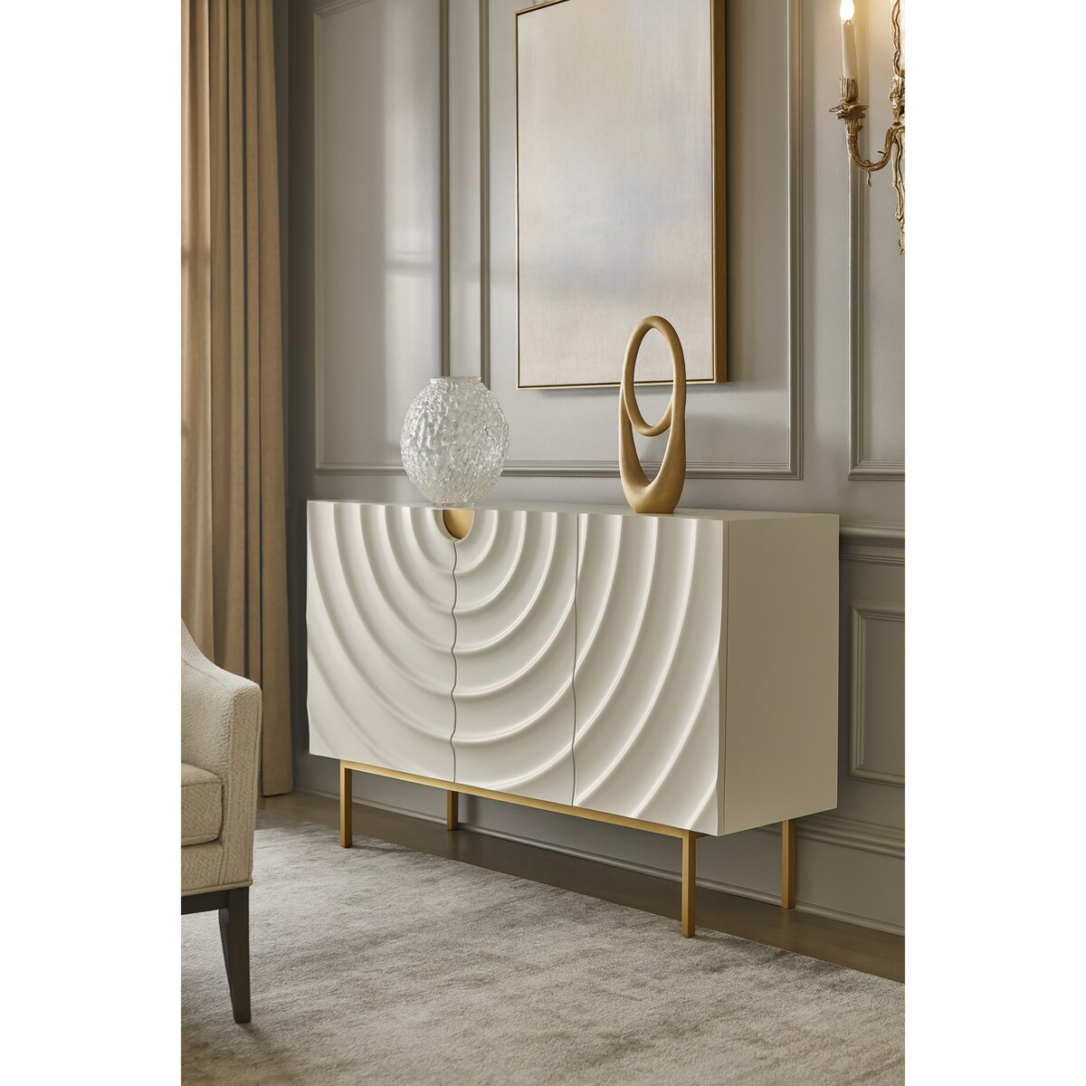 Komoda złota Primavera Glamour Premium 150x40x86