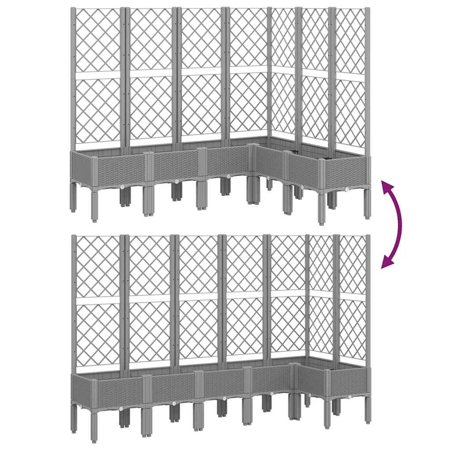 vidaXL Donica ogrodowa z kratką, jasnoszara, 160x120x142 cm, PP
