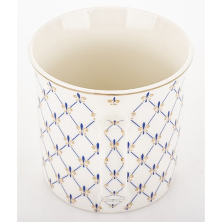 Kubek porcelanowy w pudełku 12,5x9x9 cm MAGLIA 380 ml biały z niebieskim wzorem