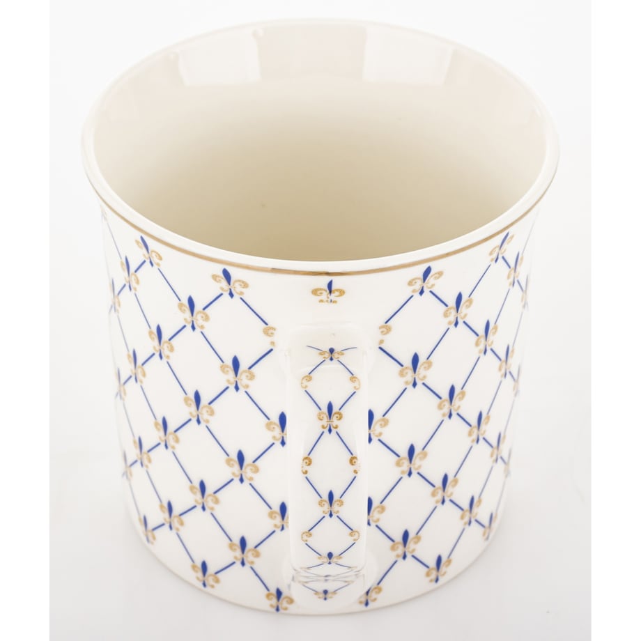 Kubek porcelanowy w pudełku 12,5x9x9 cm MAGLIA 380 ml biały z niebieskim wzorem