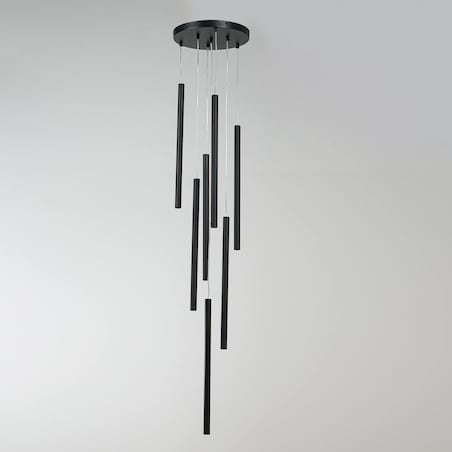 Czarna lampa wisząca Lungo metalowe tuby nad stół do salonu