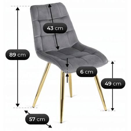 Krzesło Tapicerowane Welurowe Kuchenne Do Jadalni Kuchni Salonu Szary CARO