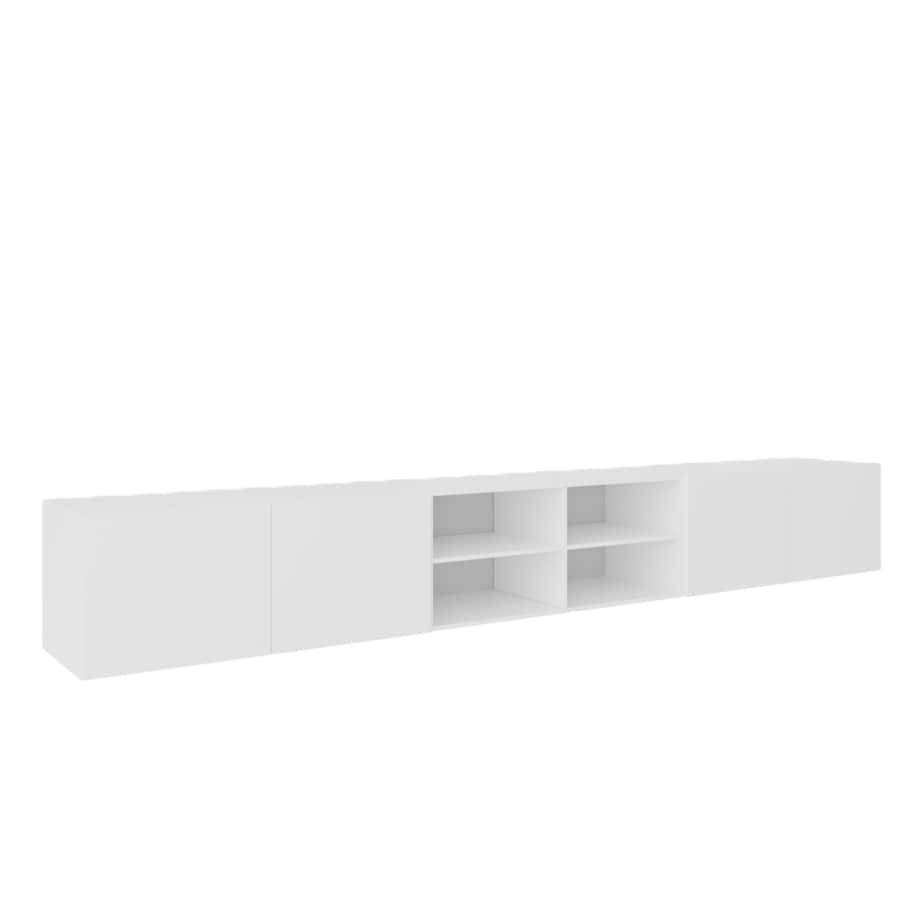 Szafka RTV LION 300 cm otwarta z półkami, pod telewizor do salonu -biała