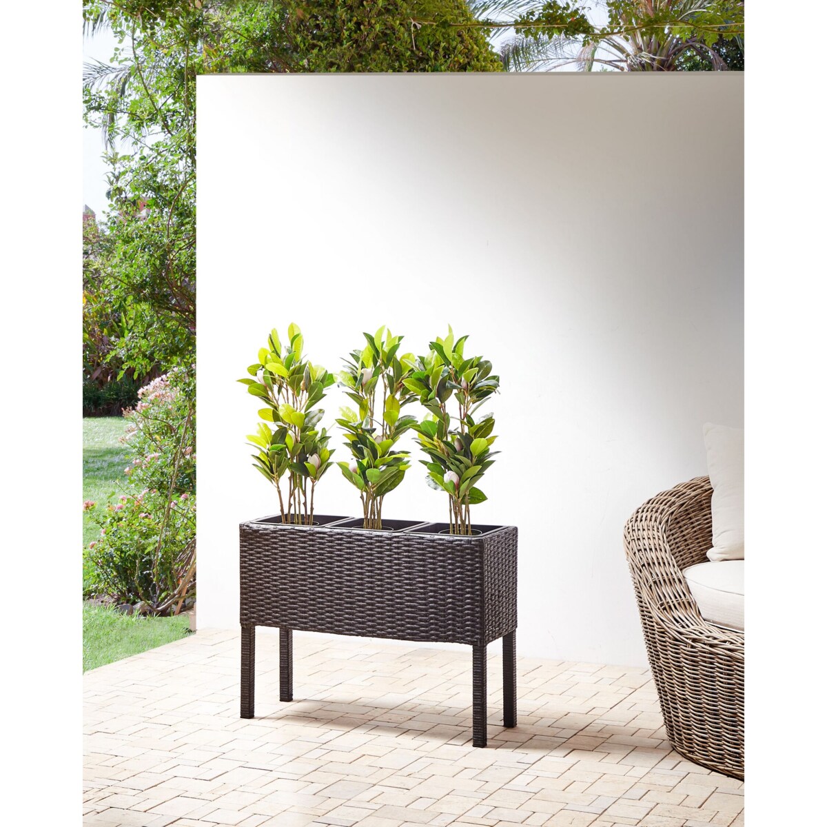 Donica kwietnik z technorattanu brązowa CARAGANA