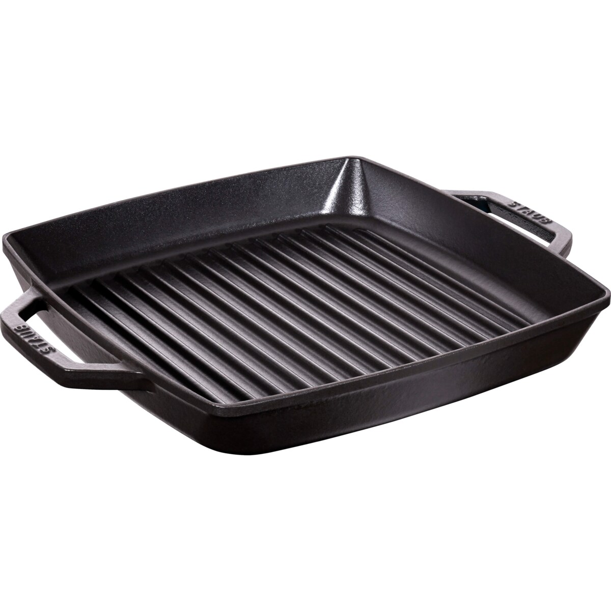 Kwadratowa patelnia żeliwna grillowa Staub z dwoma uchwytami - 33 cm, Czarny