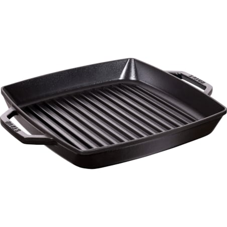 Kwadratowa patelnia żeliwna grillowa Staub z dwoma uchwytami - 33 cm, Czarny