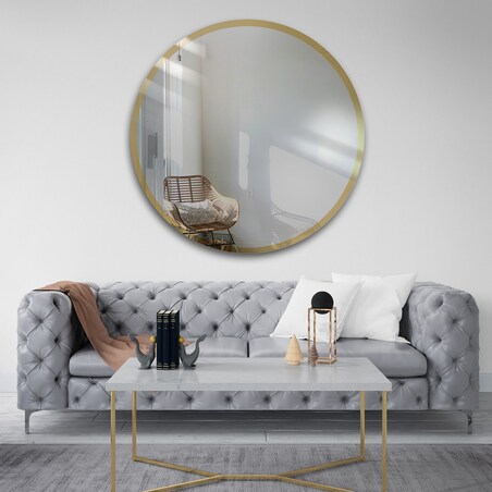 Lustro okrągłe BELLA srebrno złote fi 110