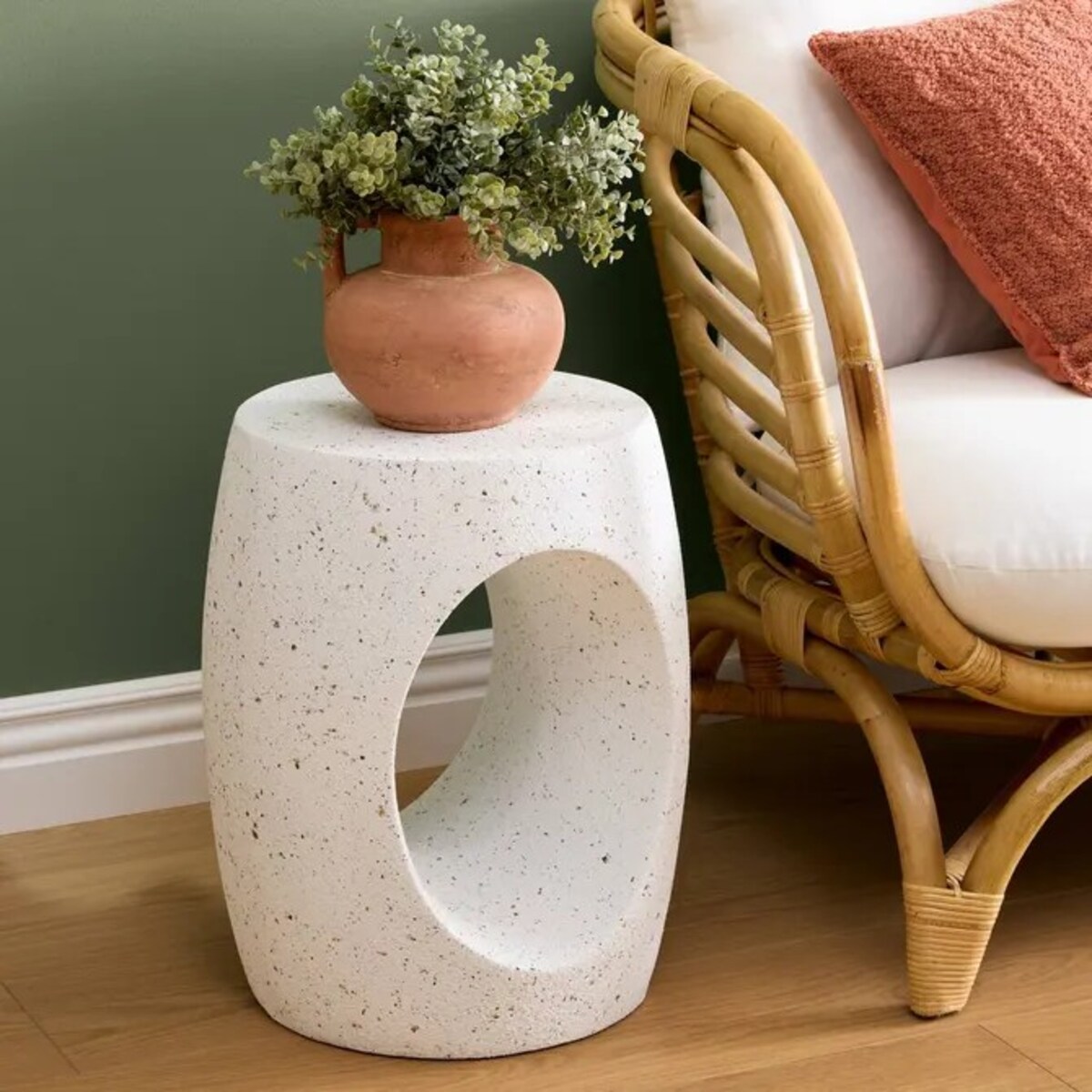 Stolik pomocniczy, boczny, Ø38 cm, tlenek magnezu, Narlon