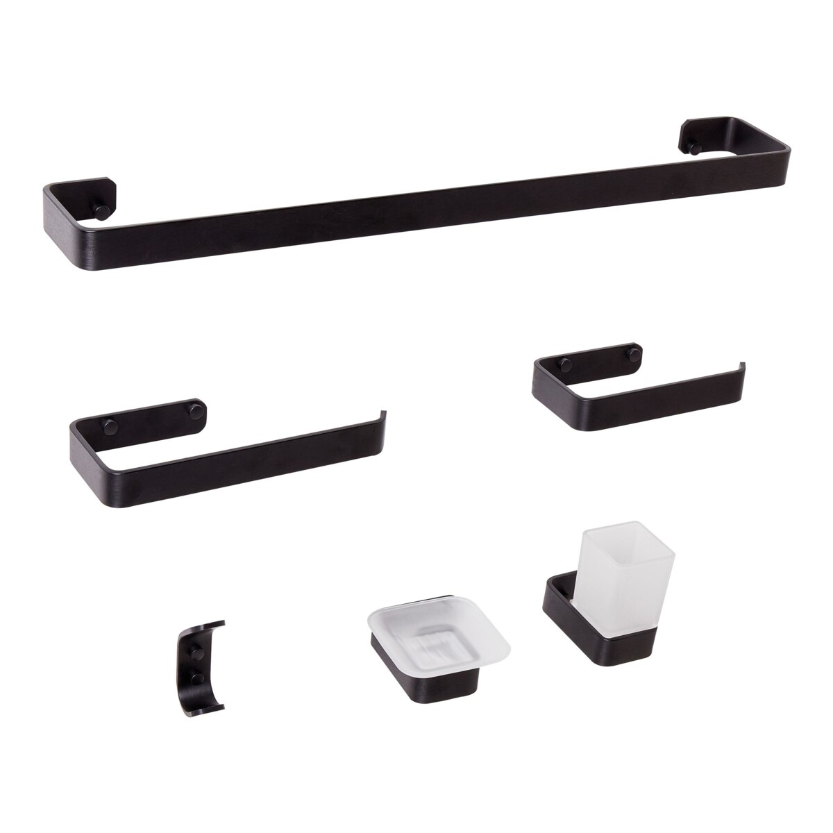 Zestaw akcesoriów toaletowych 6 elementów ZORRITOS Z uchwytami i haczykami na ręczniki Metal Czarny