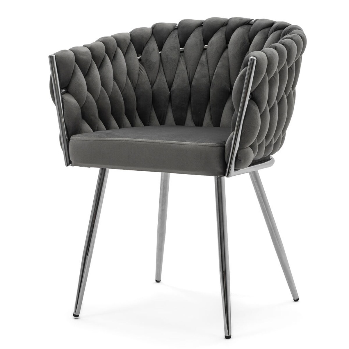 KRZESLO DO SALONU TAPICEROWANE WELUR NOWOCZESNE ROSA CHROME KOLOR SZARY