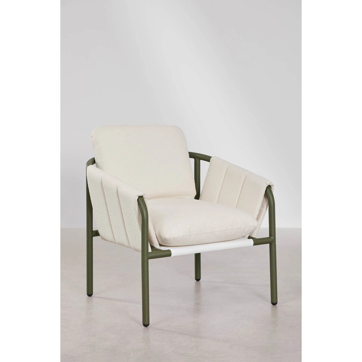 Zestaw ogrodowy z 2 tapicerowanymi fotelami i stolikiem kawowym ze stali Zunika