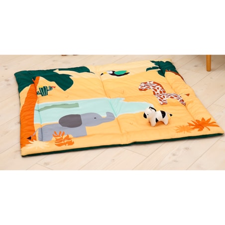 Dwustronna mata edukacyjna, patchworkowa - dżungla