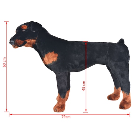 vidaXL Pluszowy rottweiler, stojący, czarno-brązowy, XXL
