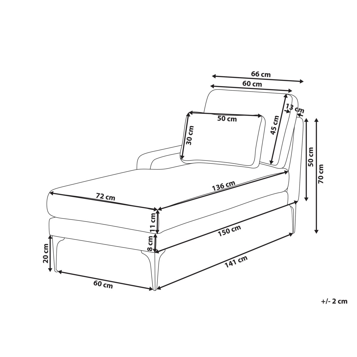 Szezlong boucle prawostronny piaskowy EWRON