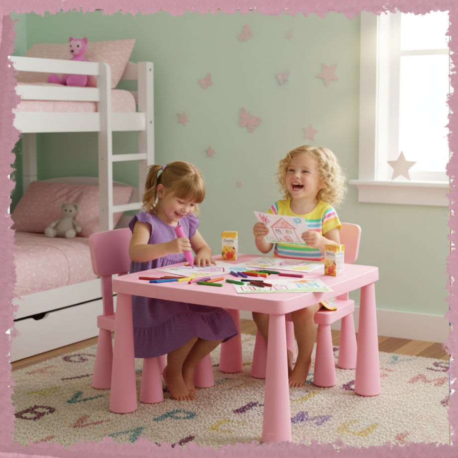 Stolik dla dzieci różowy plastikowy do pokoju dziecka dziecięcy