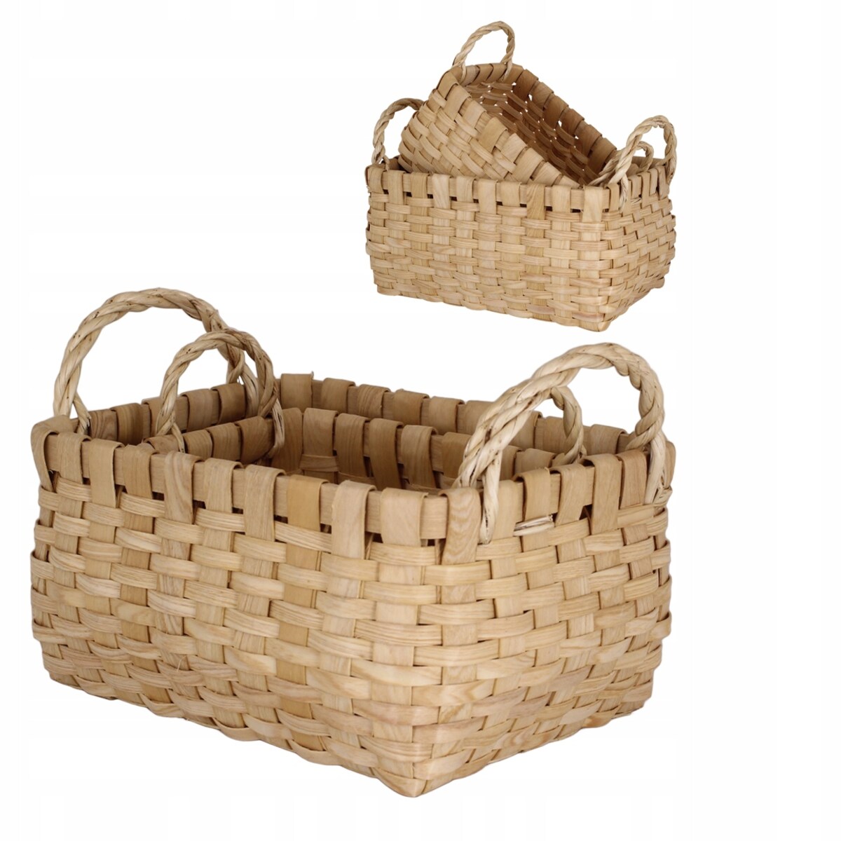 KOSZ KOSZYK NA PRANIE ZABAWKI PIKNIK warzywa owoce piknikowy 2 szt. drewno