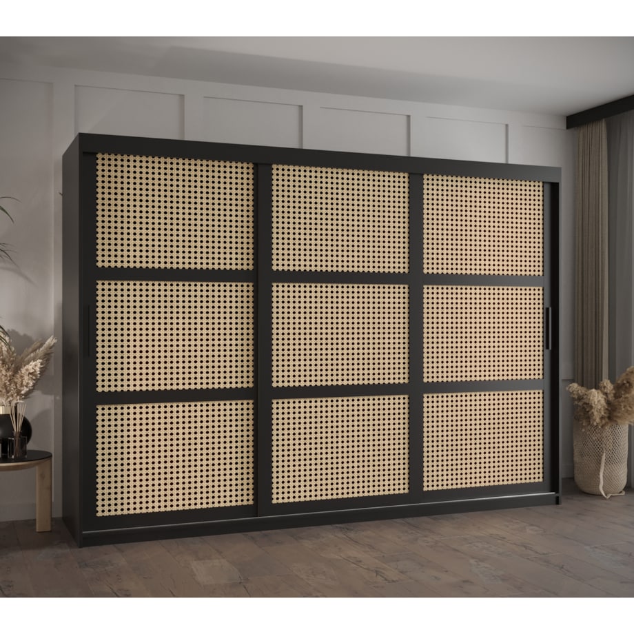 Szafa przesuwna Garderoba PLECIONKA WIEDEŃSKA 250 czarny