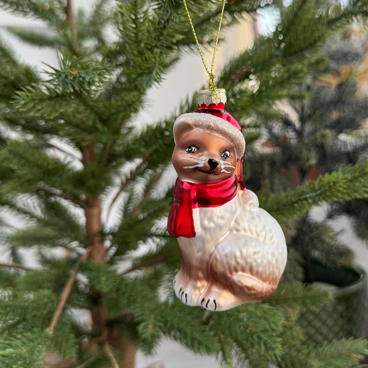 VILLA ITALIA Bombka szklana KOT jasny 9,5 cm