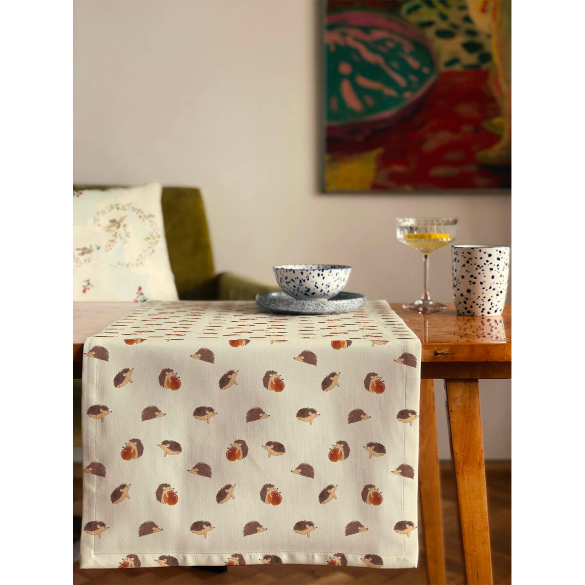 Bieżnik świąteczny - Jeżyki - 35x130 cm