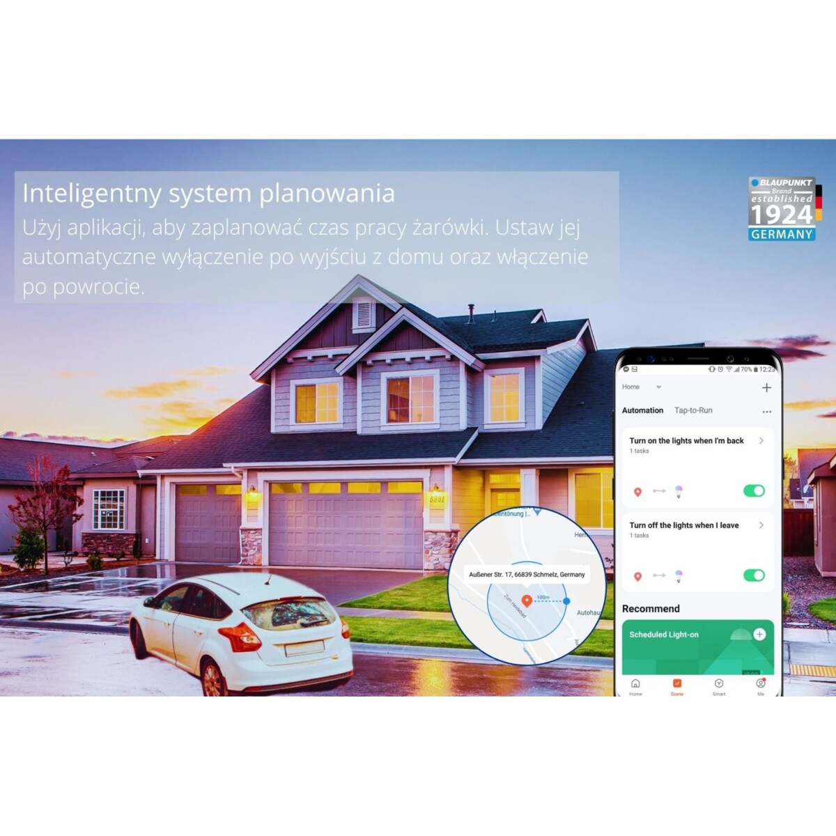 Żarówka E27-9W-SMART LED 9W 3000K-6500K kolorowa, Blaupunkt